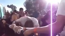 Crazy guy dancing like if it was his last day on earth! Awesome festival mood!