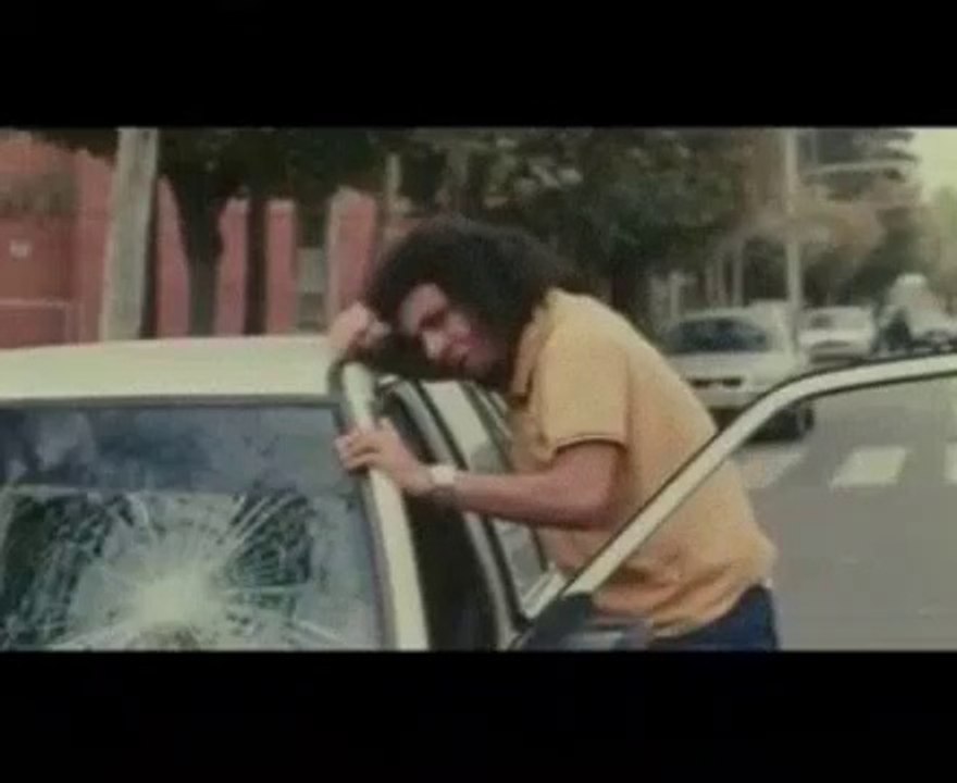 Girl kicking dude's behind