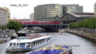 UHD Ultra HD 4K Video Stock Footage Berlin Transportation Busy Commuters Traffic Train Boat Bus Cars