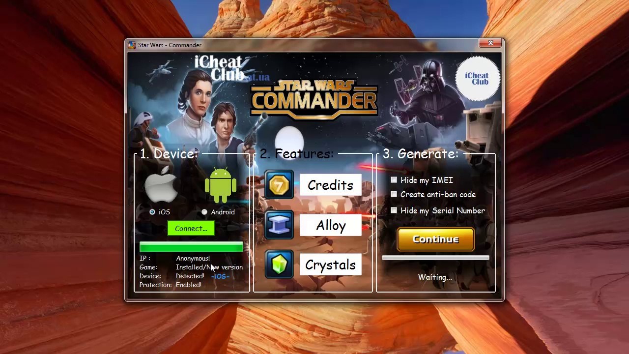 Star Wars - Comandante Generador de cristales, de la aleación y Créditos 2014