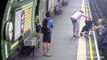 Horrified Mother Runs After Baby Stroller That Fell Onto Train Tracks