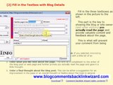 Backlinks Wizard - Comments Generator Section - fill in three textboxes with info about the blog post you wish to leave a comment and backlink