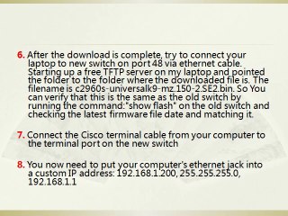 Replace cisco 2960 switch and upgrade firmware