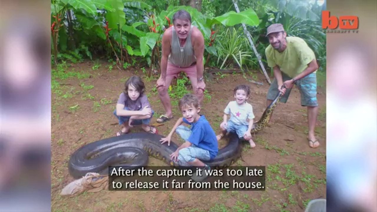 Watch  Maths teacher wrestles 17ft-long anaconda after it ate dog, then leaves live snake in bathtub
