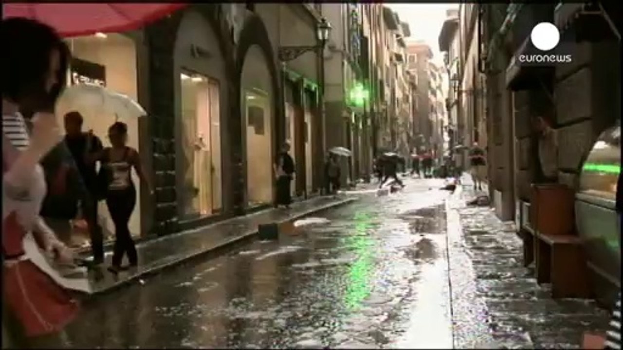 Giant hail stones rain down on Italian city of...