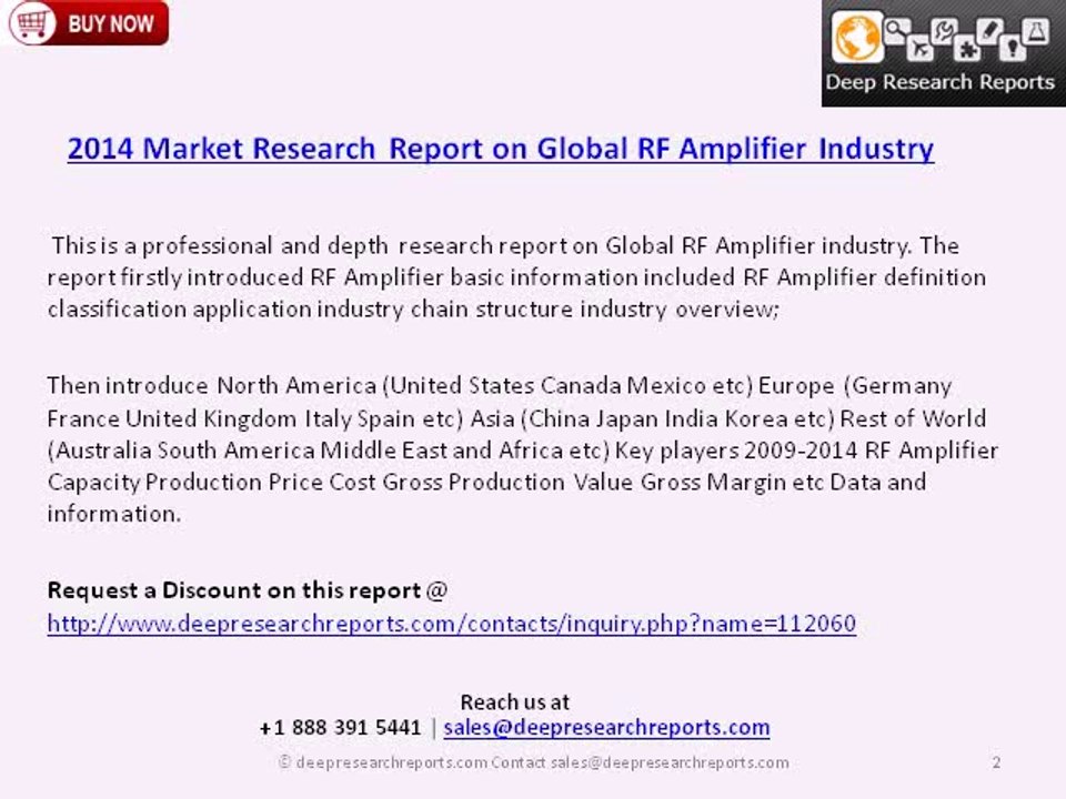 2014 Market Research Report on Global RF Amplifier Industry