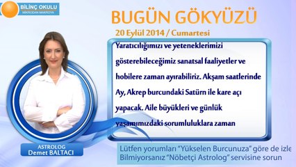 TERAZİ Burcu, GÜNLÜK Astroloji Yorumu,20 EYLÜL 2014, Astrolog DEMET BALTACI