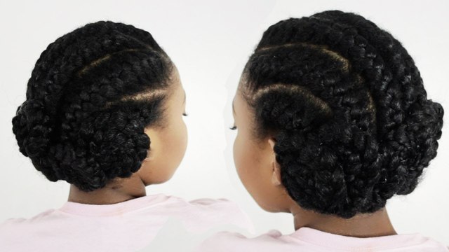 Goddess Braids Pinwheel Bun: Under Braid Hairstyles for Black Women Tutorial Part 3 of 5