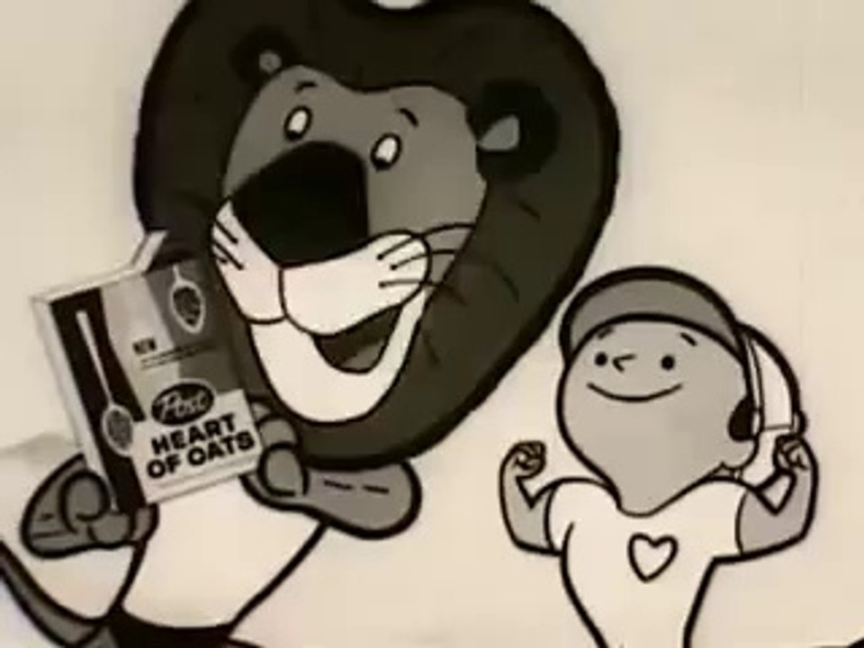 DISCONTINUED POST CEREAL ~ HEART OF OATS with LINUS the Lion # 3 of 6 commercials