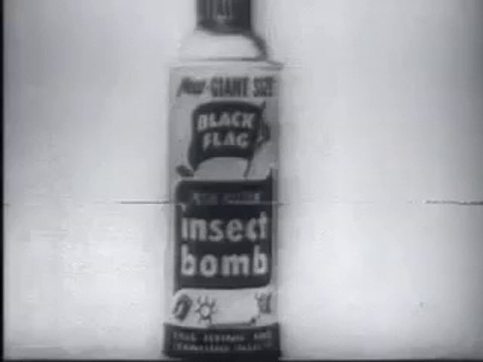 1959 BLACK FLAG COMMERCIAL ~ ANIMATED INSECT GENOCIDAL PRODUCT