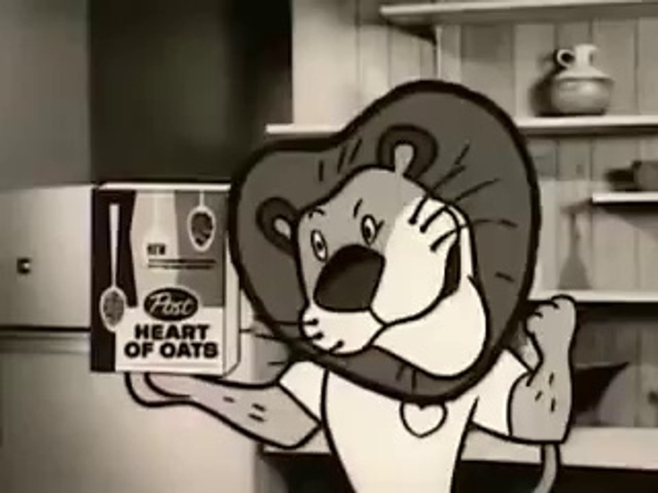 DISCONTINUED POST CEREAL ~ HEART OF OATS with LINUS the Lion # 1 of 6 commercials