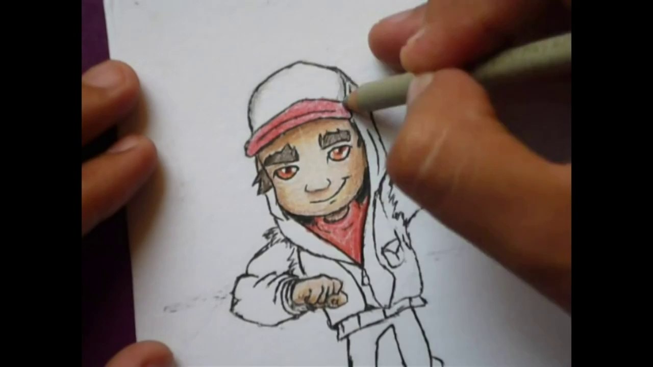 Dibujando a Jake de subway surfers