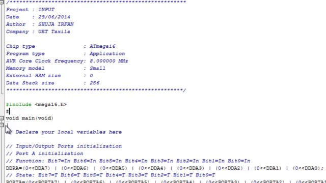 Digital I/O for ATMEGA16 - Proteus and Codevision