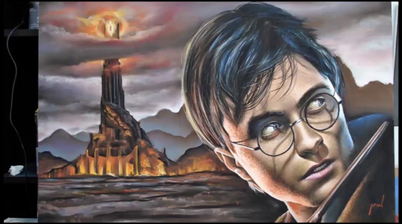 Hyperrealistic speed painting of Harry Potter