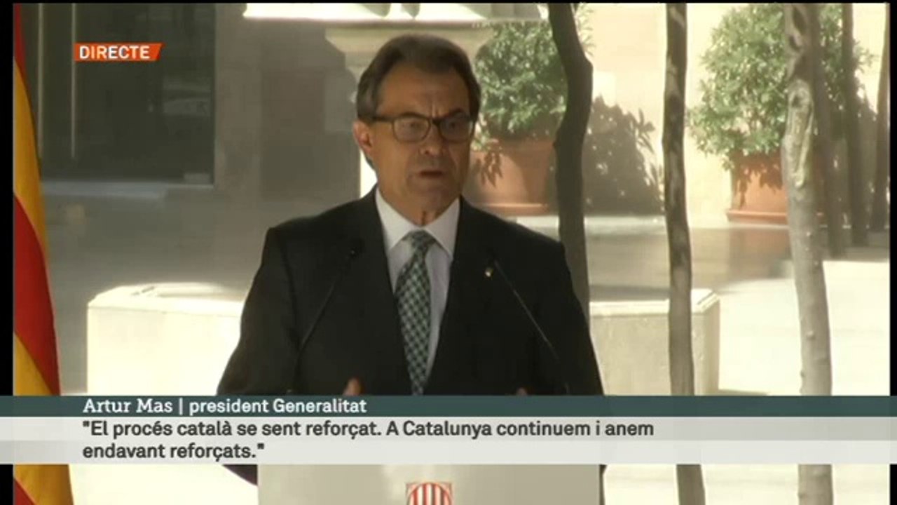 TV3 - Compareixença en català - Artur Mas: "El procés català se sent reforçat"