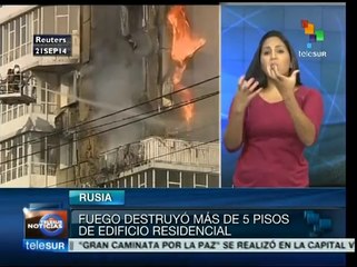 Rusia: incendio en Siberia destruye 5 pisos de un edificio residencial