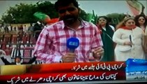 Pakistan Tehreek-e-Insaf kay karkun ka josh khrosh Karachi Jalsa main samma news