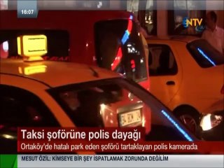 Trafik polisinden Taksi şoförüne dayak anları kamerada