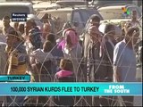 100,000 Kurds flee Syria for Turkey, UN says