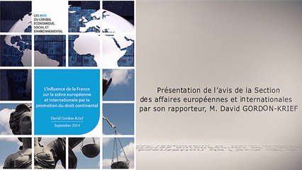 L'’influence de la France sur la scène européenne et internationale par la promotion du droit continental - CESE