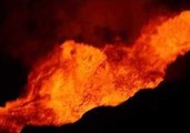 Lava Fountains Captured at Night