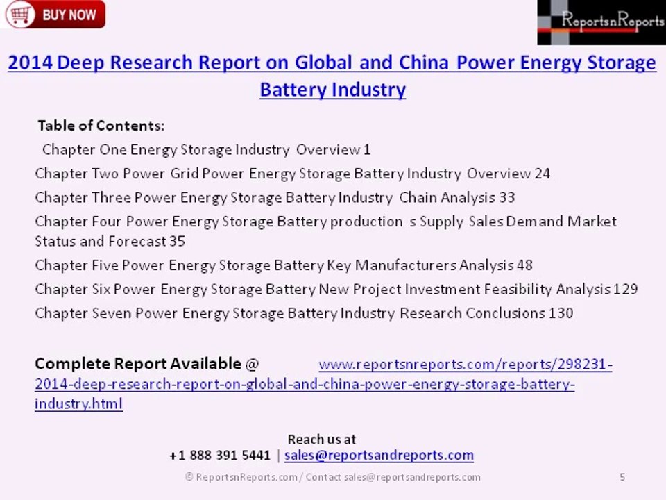 2014 Deep Research Report on Global and China Power Energy Storage Battery Industry