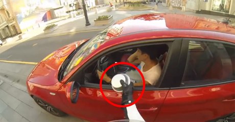 Russian Motorcycle Girl On A Crusade Against People Throwing Garbage On The Street