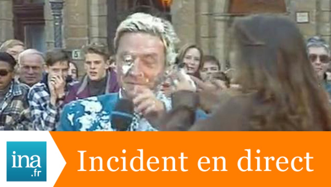 Pascal Sevran entarté en direct à Bruxelles - Archive INA