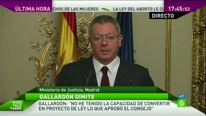 Alberto Ruiz-Gallardón- -No sólo dejo el Ministerio de Justicia, también la política- - laSexta