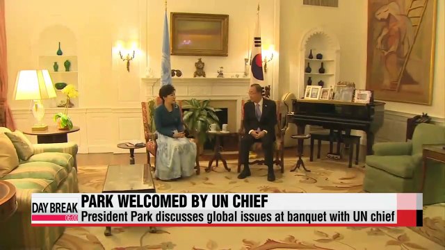 President Park Geun-hye welcomed by UN Secretary-General