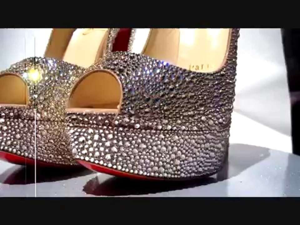 Christian Louboutin LADY PEEP SLING Silk Strass women shoes