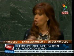 Expone Cristina Fernández ante ONU proceso de endeudamiento argentino