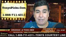 Texas A&M Aggies vs. Arkansas Razorbacks Free Pick Prediction College Football Point Spread Odds Betting Preview 9-27-2014