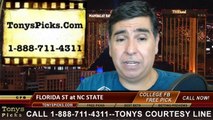 North Carolina St Wolfpack vs. Florida St Seminoles Free Pick Prediction College Football Point Spread Odds Betting Preview 9-27-2014