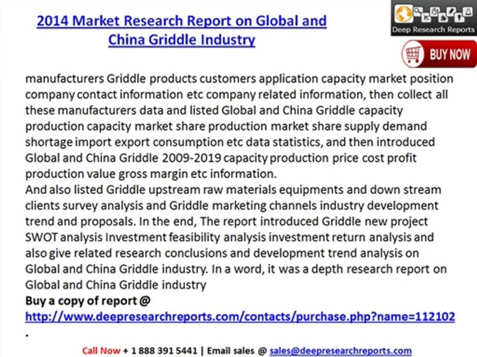 2014 Market Research Report on Global and China Griddle Industry