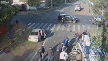 Must See How this Cyclist Luckily escapes Death in Russia Road Accident