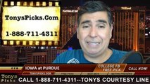 Iowa Hawkeyes vs. Purdue Boilermakers Free Pick Prediction College Football Point Spread Odds Betting Preview 9-27-2014