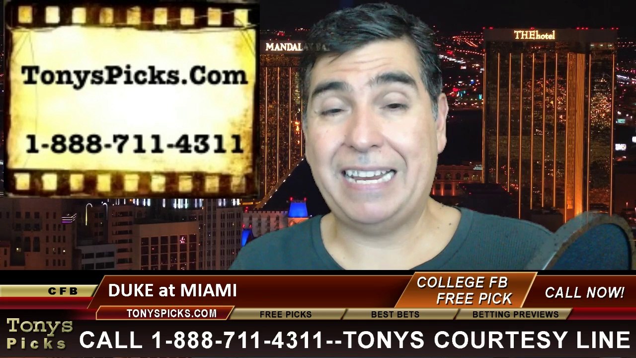 Miami Hurricanes vs. Duke Blue Devils Free Pick Prediction College Football Point Spread Odds Betting Preview 9-27-2014