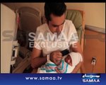 Maulana Tariq Jameel giving the azan in the ear of Veena Malik’s new born son Abraham