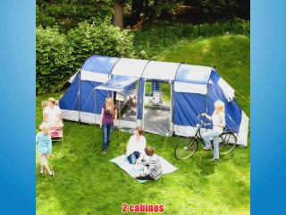 Skandika Montana 6 Tente de camping tunnel familiale pour 6 personnes Bleu 650 x 240 cm