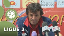 Conférence de presse GFC Ajaccio - Nîmes Olympique (2-0) : Thierry LAUREY (GFCA) - José  PASQUALETTI (NIMES) - 2014/2015