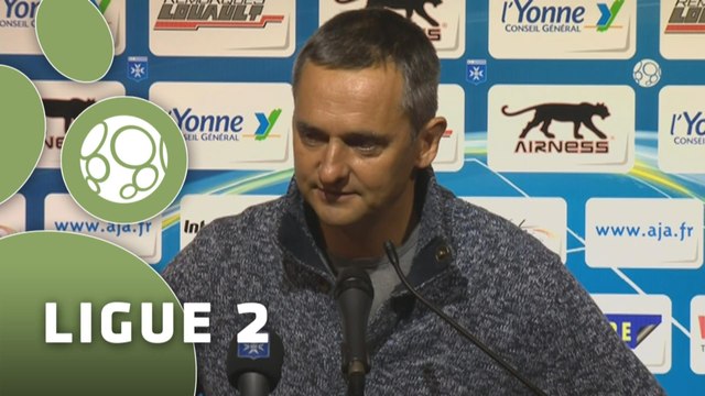 Conférence de presse AJ Auxerre - AC Arles Avignon (2-1) : Jean-Luc VANNUCHI (AJA) - Franck DUMAS (ACA) - 2014/2015