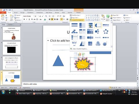 Working with WordArt, Shapes objects in MS PowerPower 2010 in urdu and Hindi Part 7