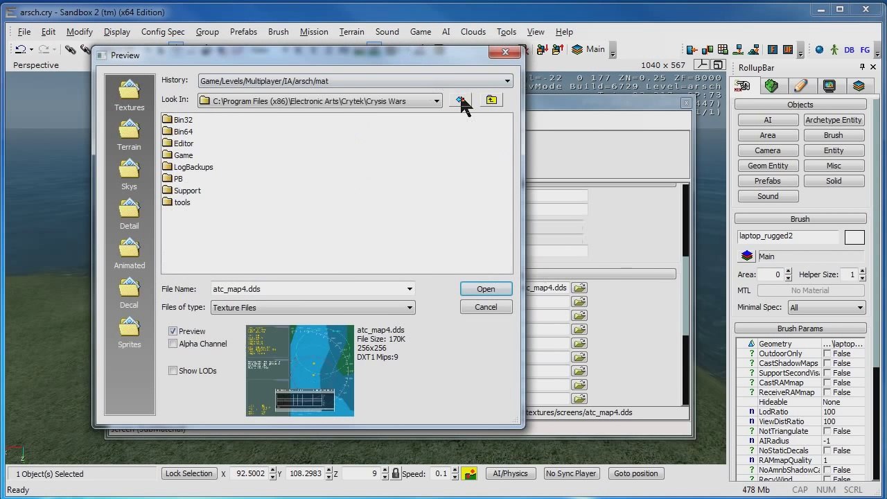 Crysis Sandbox eigene Texturen auf Objekte legen (GER)