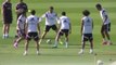Cristiano Ronaldo nutmegs James Rodriguez in training before triumphantly celebrating