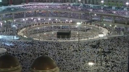 Pilgrims pray in the holy mosque in Mecca