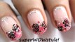 Toothpick Roses --  Dreamy Pink Glitter Tip French Manicure Nail Art designs (without tools/ no tools)