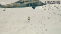 Military helicopters rescue people stranded after Mt Ontake eruption