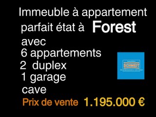 A Vendre immeuble de rapport avec 6 appartements, 2 duplex, 1 garage,cave à 1190 Bruxelles (commune de Forest) entre le quartier du parc et l'av van Volxem.  idéal si vous cherchez  un bien dans un quartier à 2 pas du coeur de la capital de l'europe