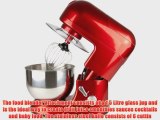 Andrew James Multifunctional Red 52 Food Mixer With Meat Grinder And 15 Litre Blender Attachments Includes 2 Year Warran